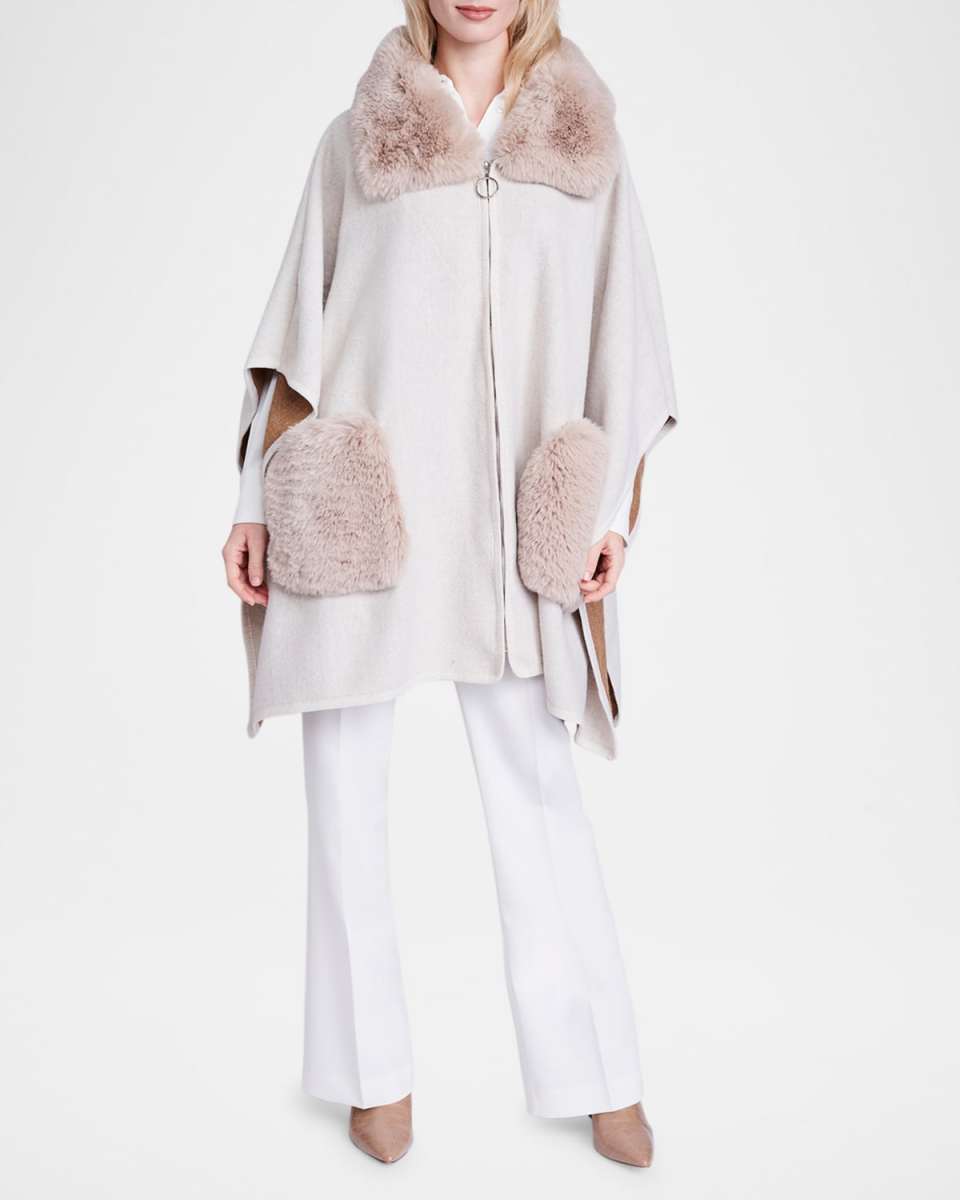Austin Faux Fur-Trim Cape